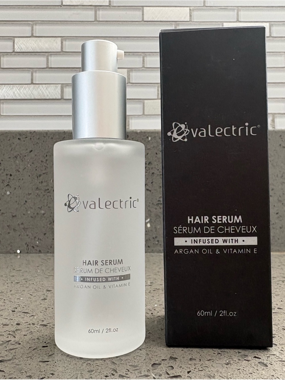 Valectric Hair Serum - Frosted White Bottle with Silver Pump (60ml)